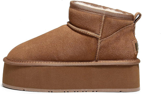 UGG 1978AUS Women’s Ultra Mini Platform Boots – Premium Australian Sheepskin, Water Resistant & Anti-Slip Suede Winter Snow Boots