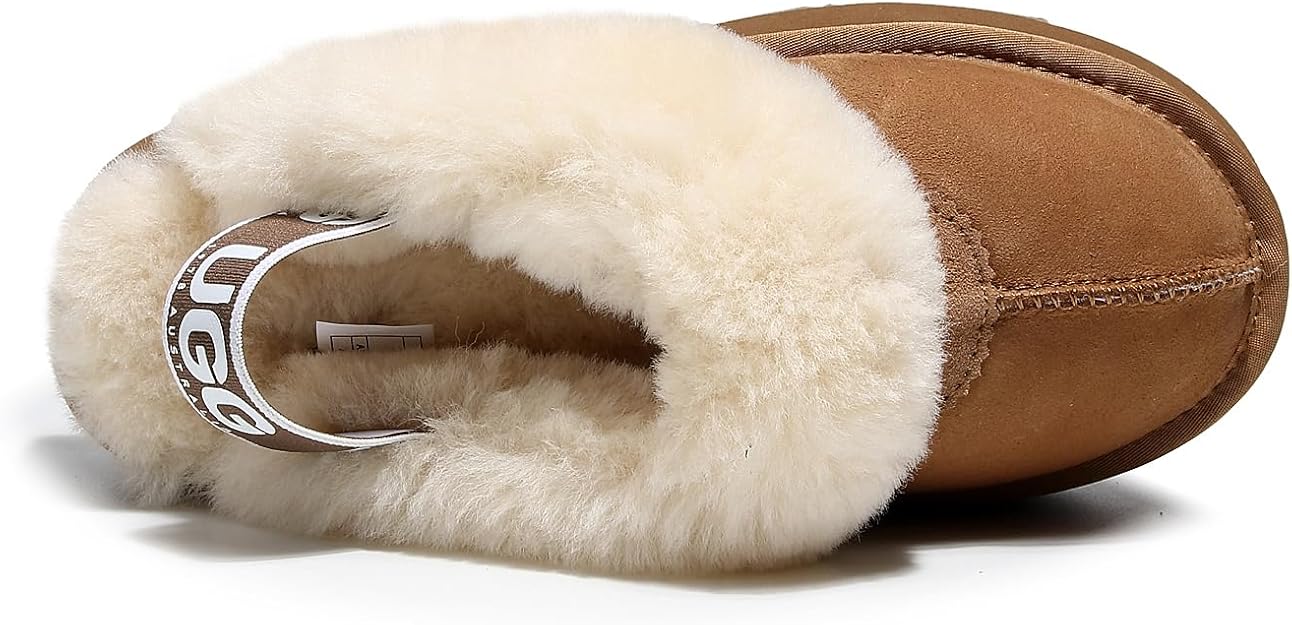 UGG 1978AUS Women's Platform Slippers - Australian Sheepskin with Elastic Ankle Strap