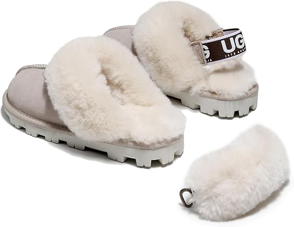 UGG 1978AUS Women’s 3-Way Sheepskin Slippers – Convertible Slingback with Removable Wool Strap, Perfect Gift Choice