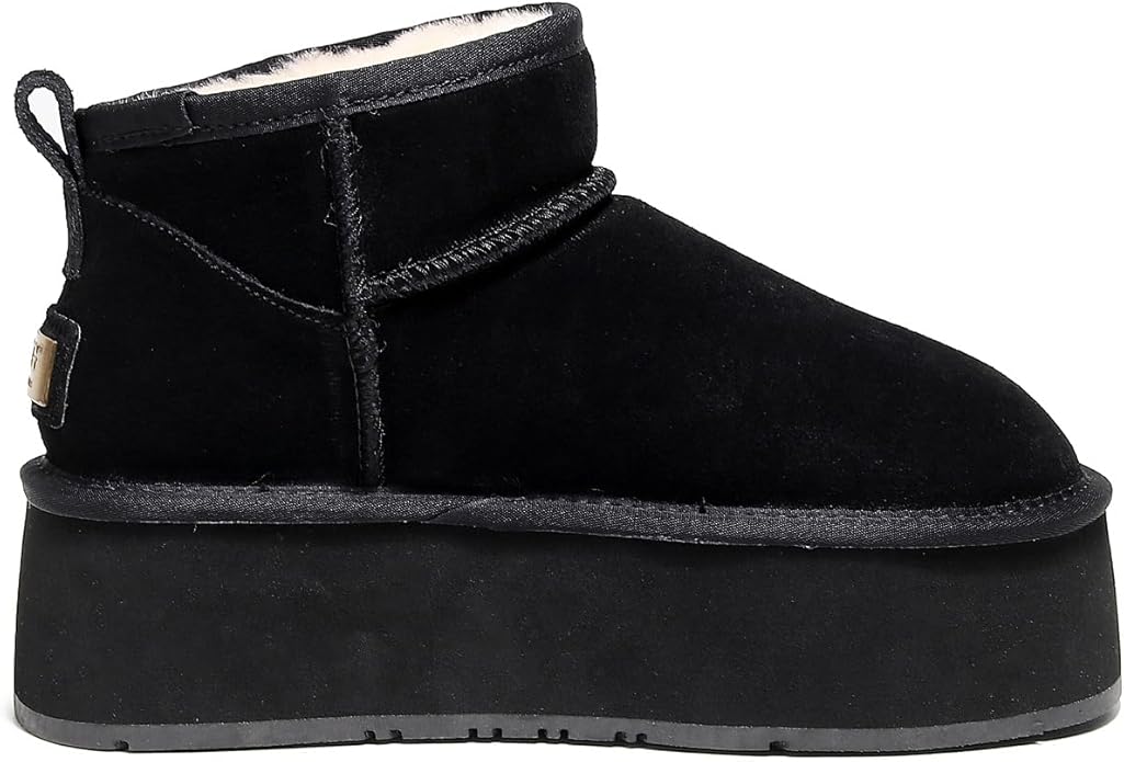 UGG 1978AUS Women’s Ultra Mini Platform Boots – Premium Australian Sheepskin, Water Resistant & Anti-Slip Suede Winter Snow Boots