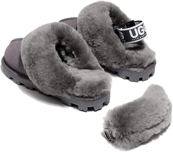 UGG 1978AUS Women’s 3-Way Sheepskin Slippers – Convertible Slingback with Removable Wool Strap, Perfect Gift Choice