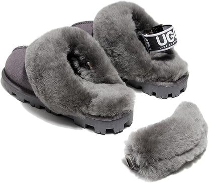 UGG 1978AUS Women’s 3-Way Sheepskin Slippers – Convertible Slingback with Removable Wool Strap, Perfect Gift Choice