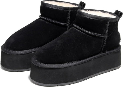 UGG 1978AUS Women’s Ultra Mini Platform Boots – Premium Australian Sheepskin, Water Resistant & Anti-Slip Suede Winter Snow Boots