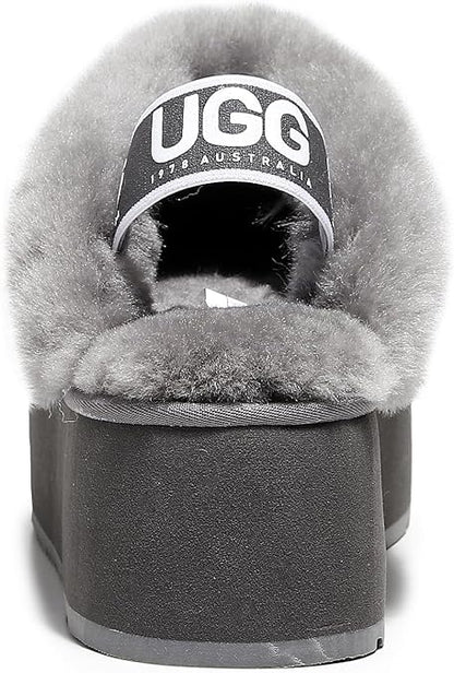 UGG 1978AUS Women's Platform Slippers - Australian Sheepskin with Elastic Ankle Strap