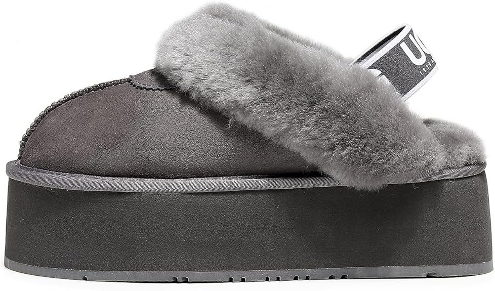 UGG 1978AUS Women's Platform Slippers - Australian Sheepskin with Elastic Ankle Strap