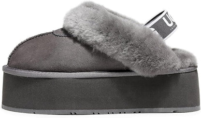UGG 1978AUS Women's Platform Slippers - Australian Sheepskin with Elastic Ankle Strap