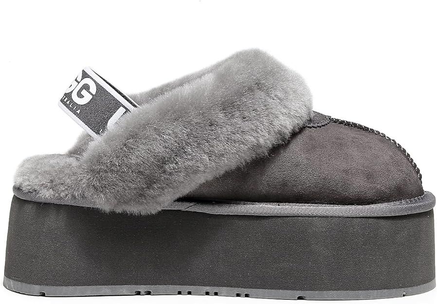 UGG 1978AUS Women's Platform Slippers - Australian Sheepskin with Elastic Ankle Strap