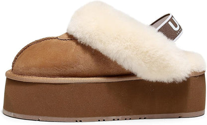 UGG 1978AUS Women's Platform Slippers - Australian Sheepskin with Elastic Ankle Strap