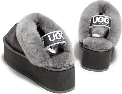 UGG 1978AUS Women's Platform Slippers - Australian Sheepskin with Elastic Ankle Strap