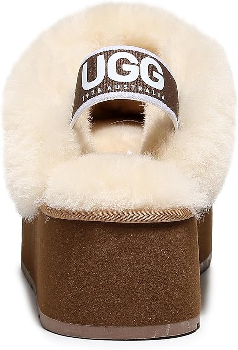 UGG 1978AUS Women's Platform Slippers - Australian Sheepskin with Elastic Ankle Strap