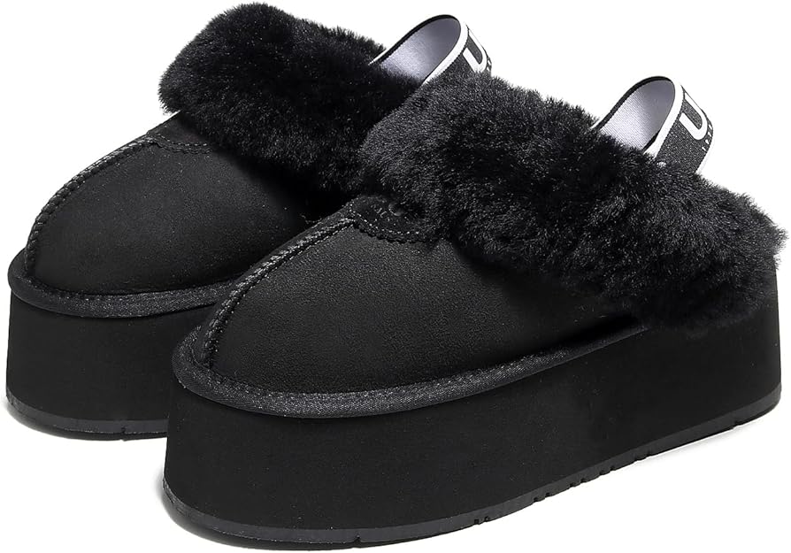 UGG 1978AUS Women's Platform Slippers - Australian Sheepskin with Elastic Ankle Strap