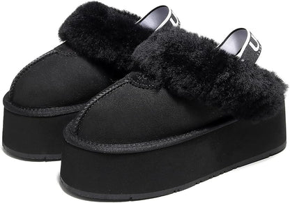 UGG 1978AUS Women's Platform Slippers - Australian Sheepskin with Elastic Ankle Strap