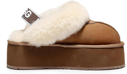 UGG 1978AUS Women's Platform Slippers - Australian Sheepskin with Elastic Ankle Strap