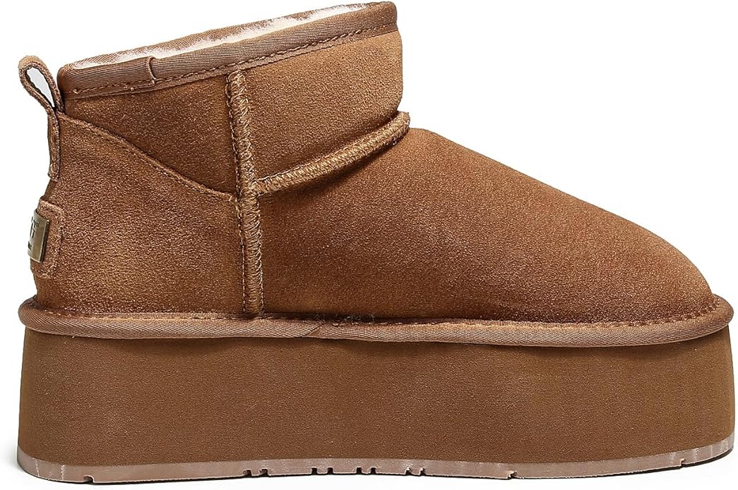 UGG 1978AUS Women’s Ultra Mini Platform Boots – Premium Australian Sheepskin, Water Resistant & Anti-Slip Suede Winter Snow Boots