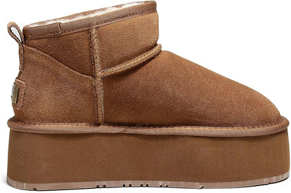 UGG 1978AUS Women’s Ultra Mini Platform Boots – Premium Australian Sheepskin, Water Resistant & Anti-Slip Suede Winter Snow Boots