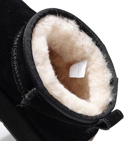 UGG 1978AUS Women’s Ultra Mini Platform Boots – Premium Australian Sheepskin, Water Resistant & Anti-Slip Suede Winter Snow Boots